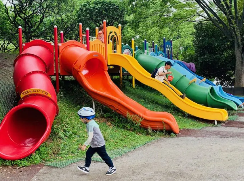 Colourful Slides At Japanese Park